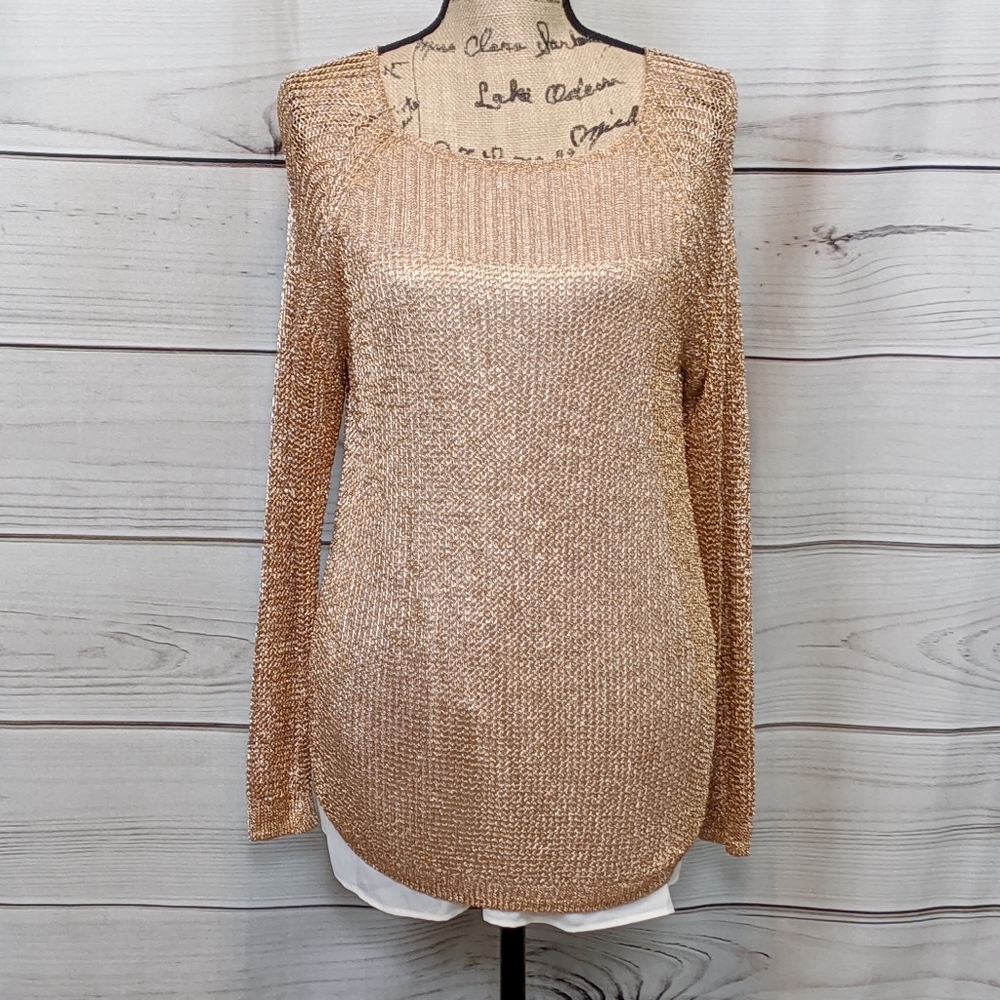 CHICO'S Copper Mesh over Polyester Shell Sz 2... - Picture 2 of 16